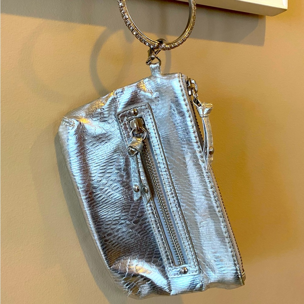 Silver wristlet purse